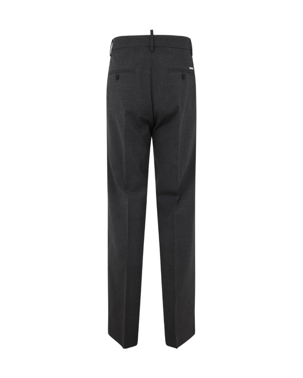 DSquared² Black Logo-Plaque Tailored Pleated Trousers for men