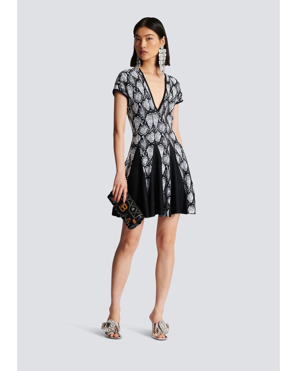 Balmain Black Jacquard Mini Dress