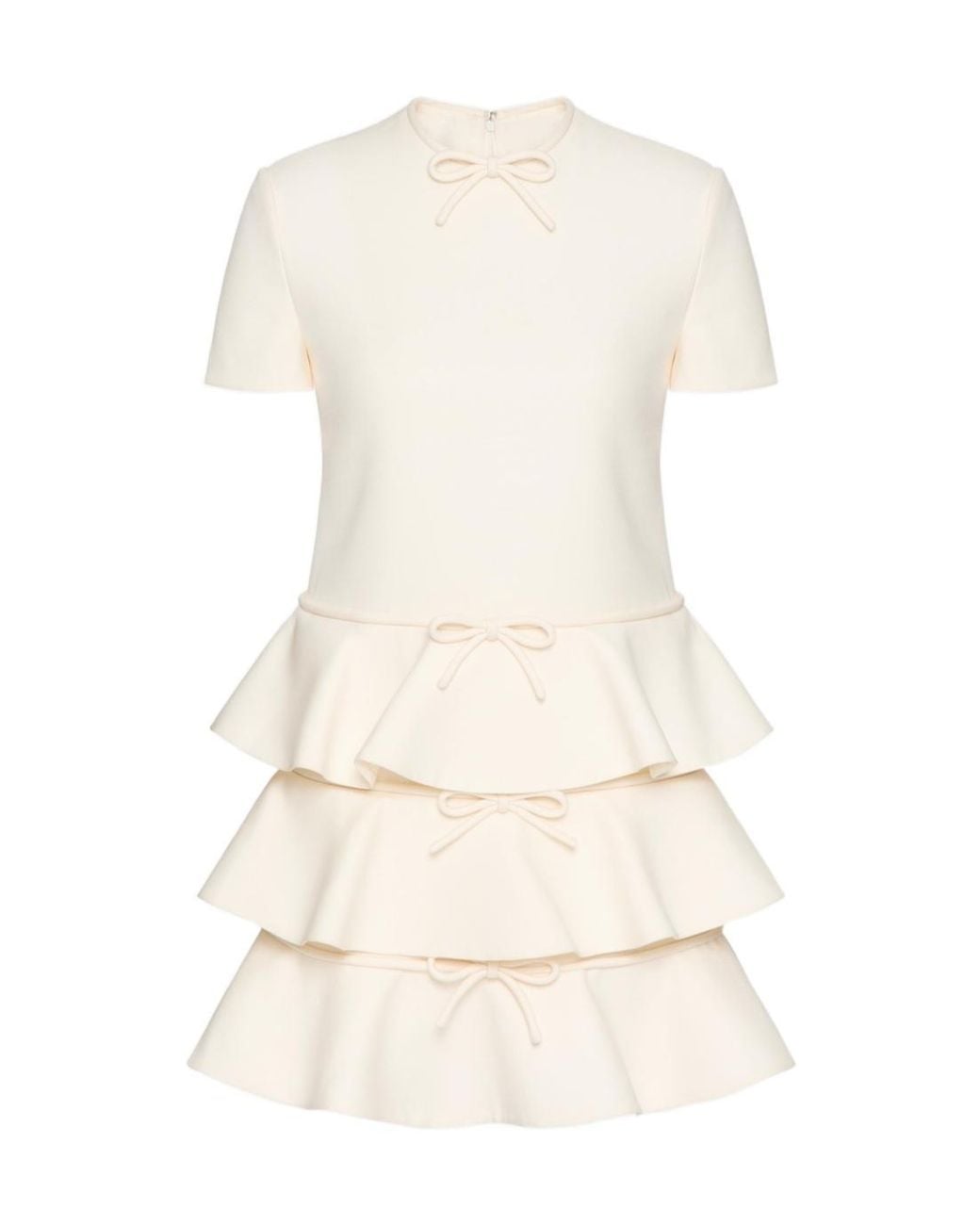 Valentino Natural Bow Detailed Ruffled Mini Dress