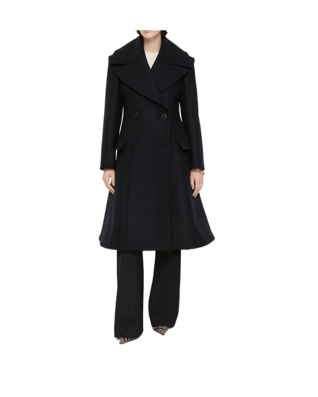 Burberry Black Wool Tailored Coat
