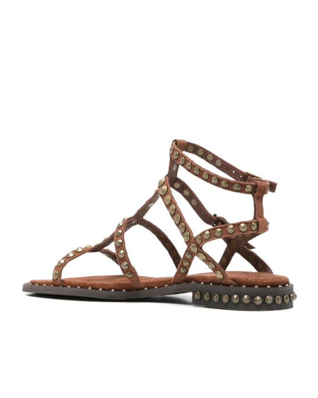Ash Brown Nailed Flat Sandals