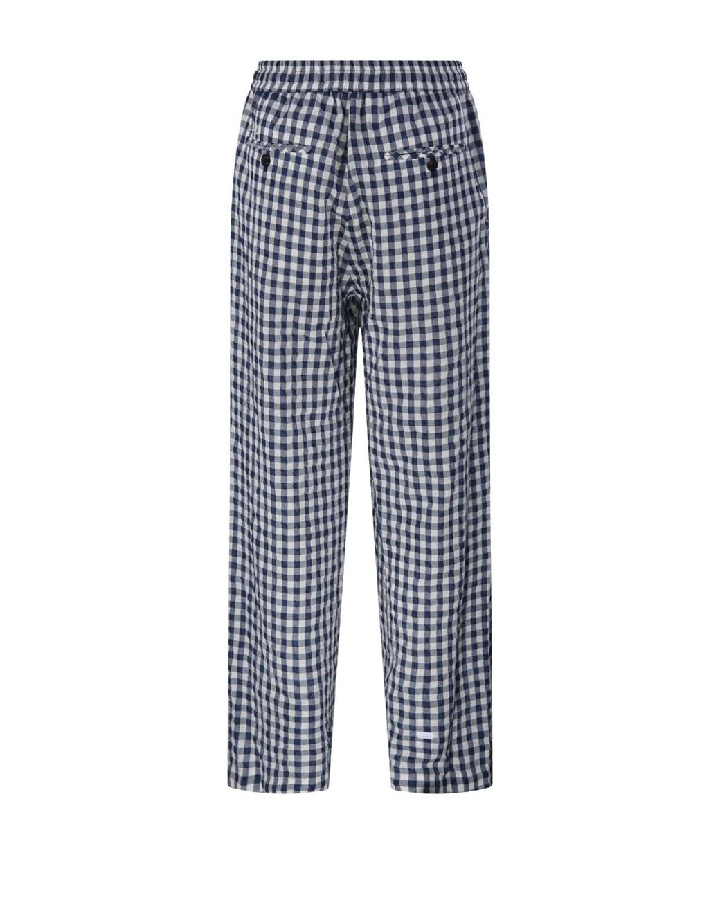 DUNST Blue Checked Drawstring Trousers