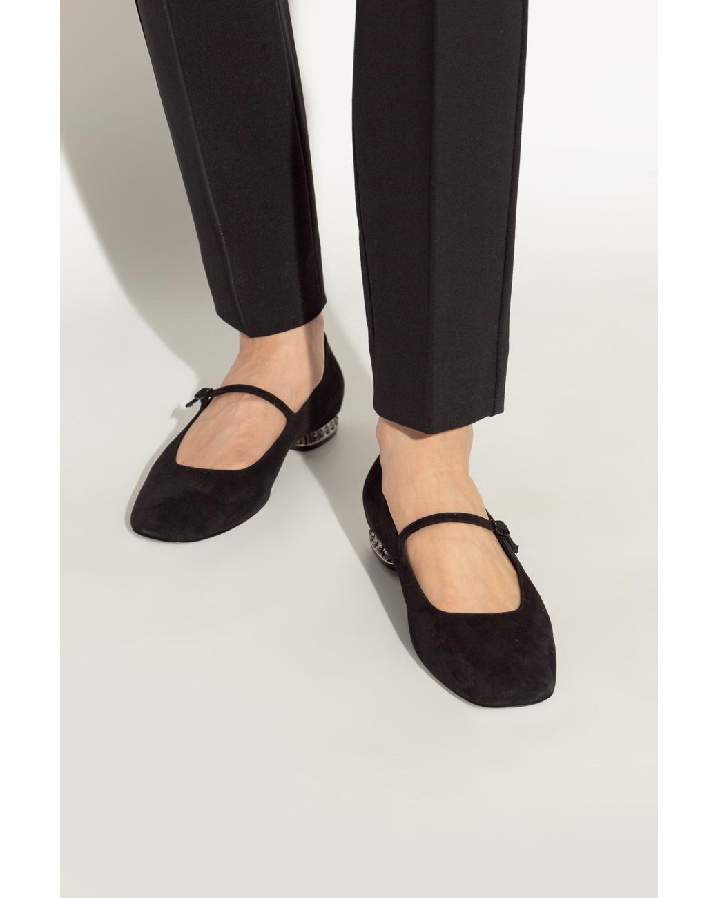 Casadei Black Buckle Square Toe Strapped Pumps