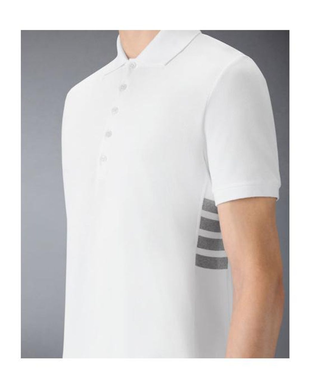 Thom Browne White Bar Short-Sleeved Polo Shirt for men