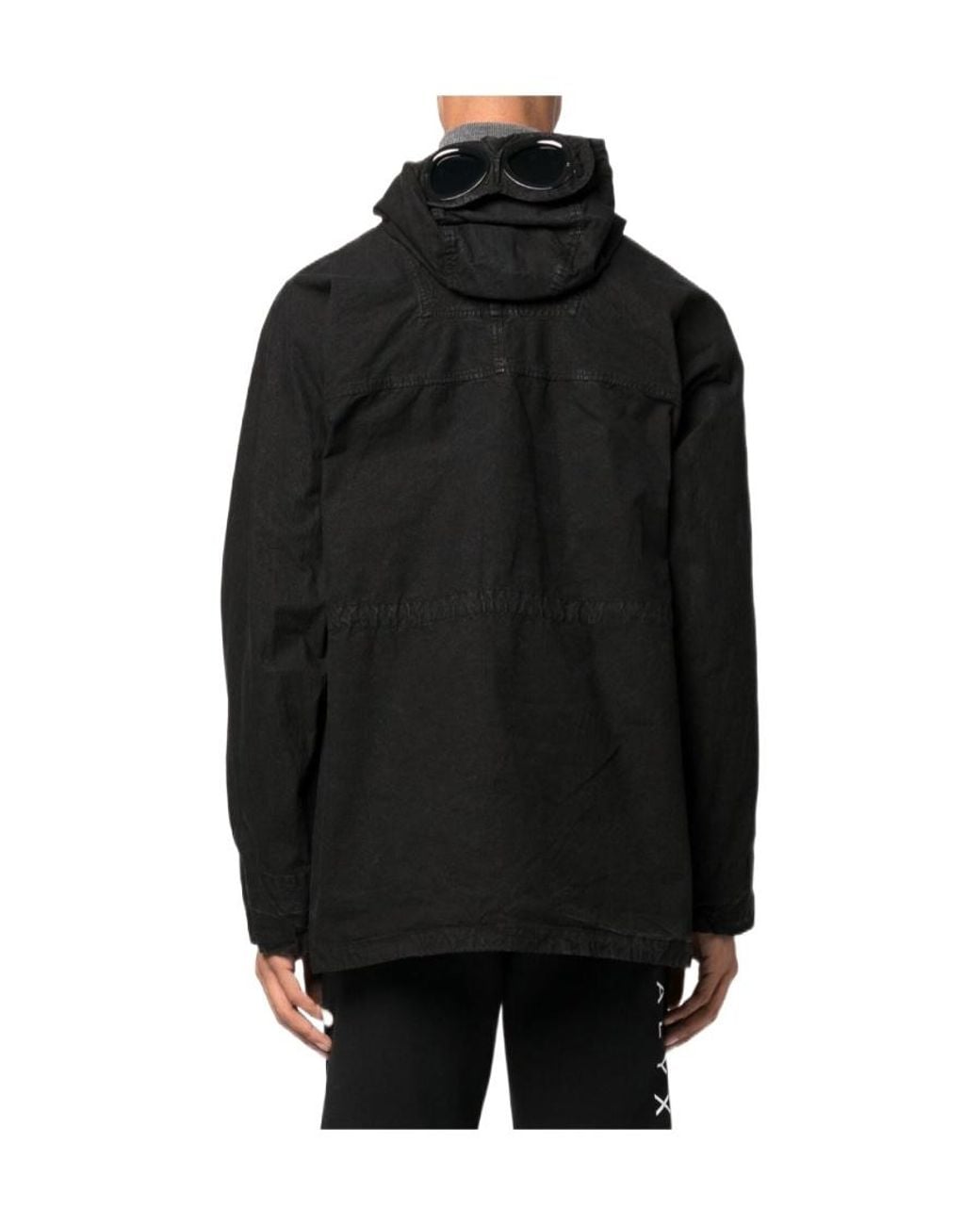 C P Company Black Goggles-Detail Zip-Up Jacket for men
