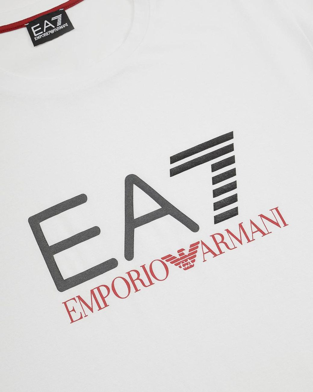 EA7 White Logo T-Shirt With Round Neck for men