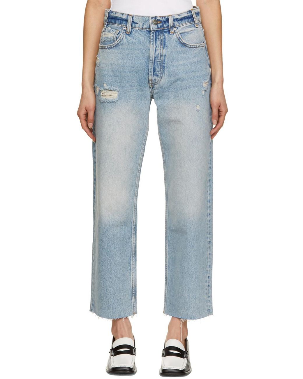 Anine Bing Blue Gavin Mid-Rise Boyfriend Jeans