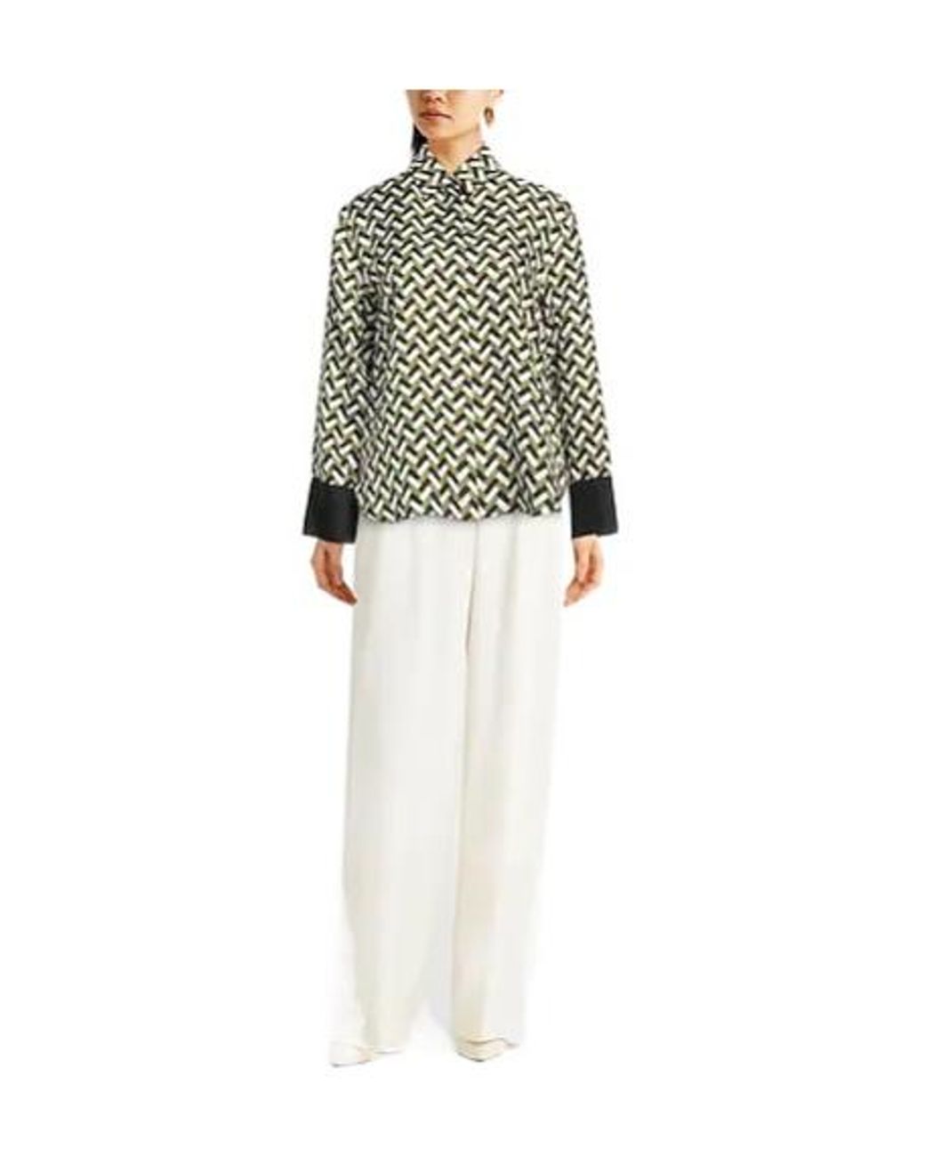 Max Mara Black Geometric Print Shirt