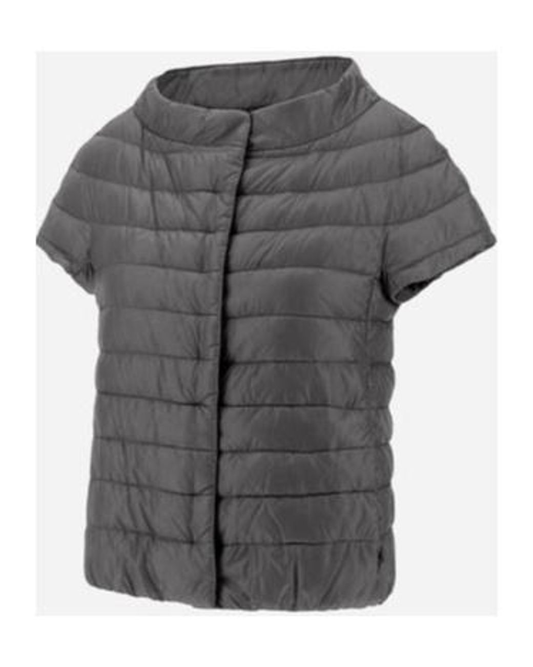 Herno Gray Quilted Short-Sleeved Down Jacket