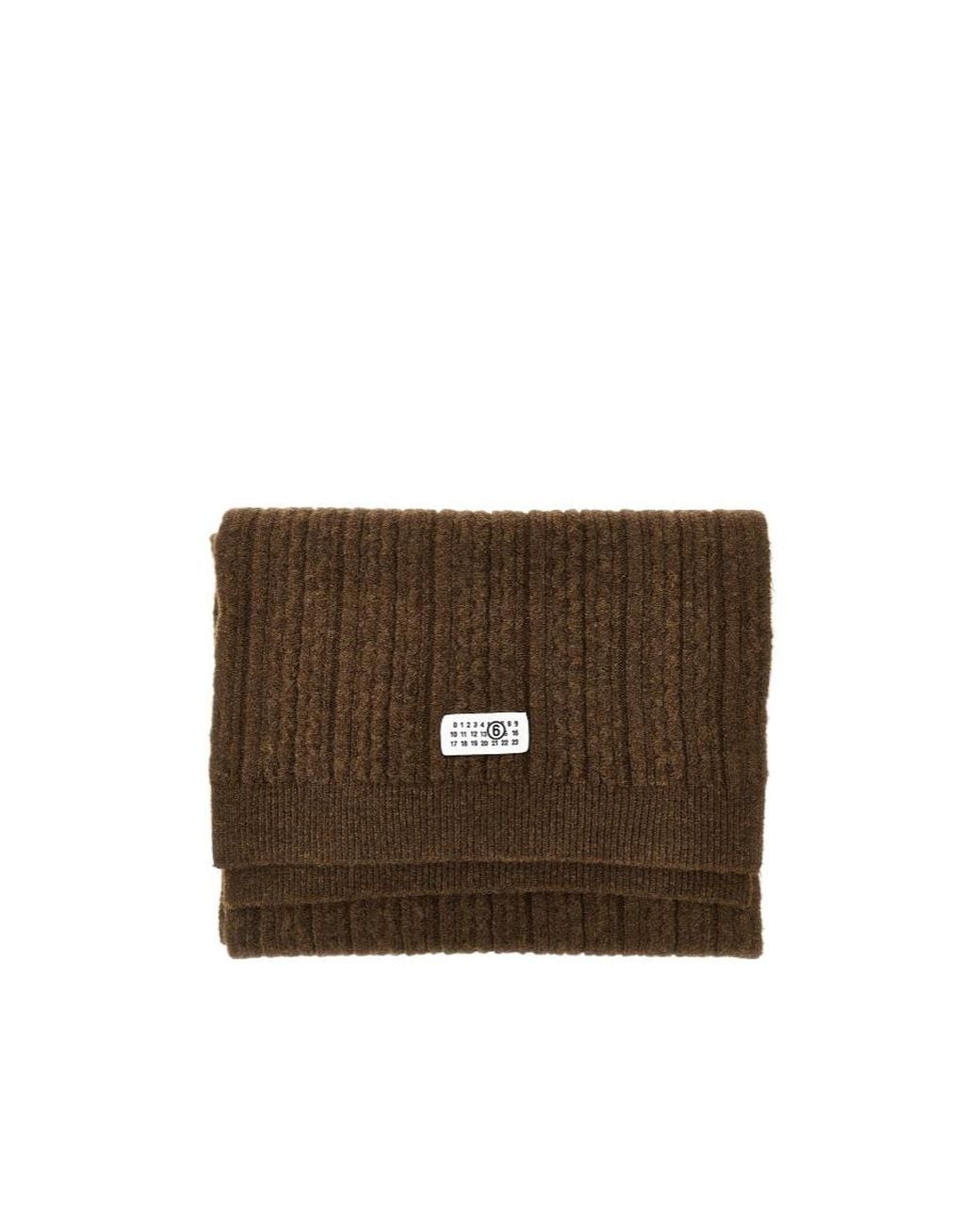 MM6 by Maison Margiela Brown Numeric Patch Ribbed Scarf for men