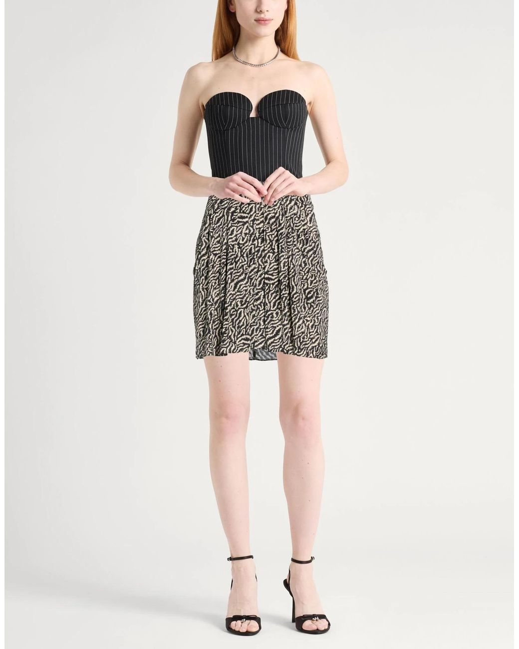 Isabel Marant Black Colorblock Flared Skirt