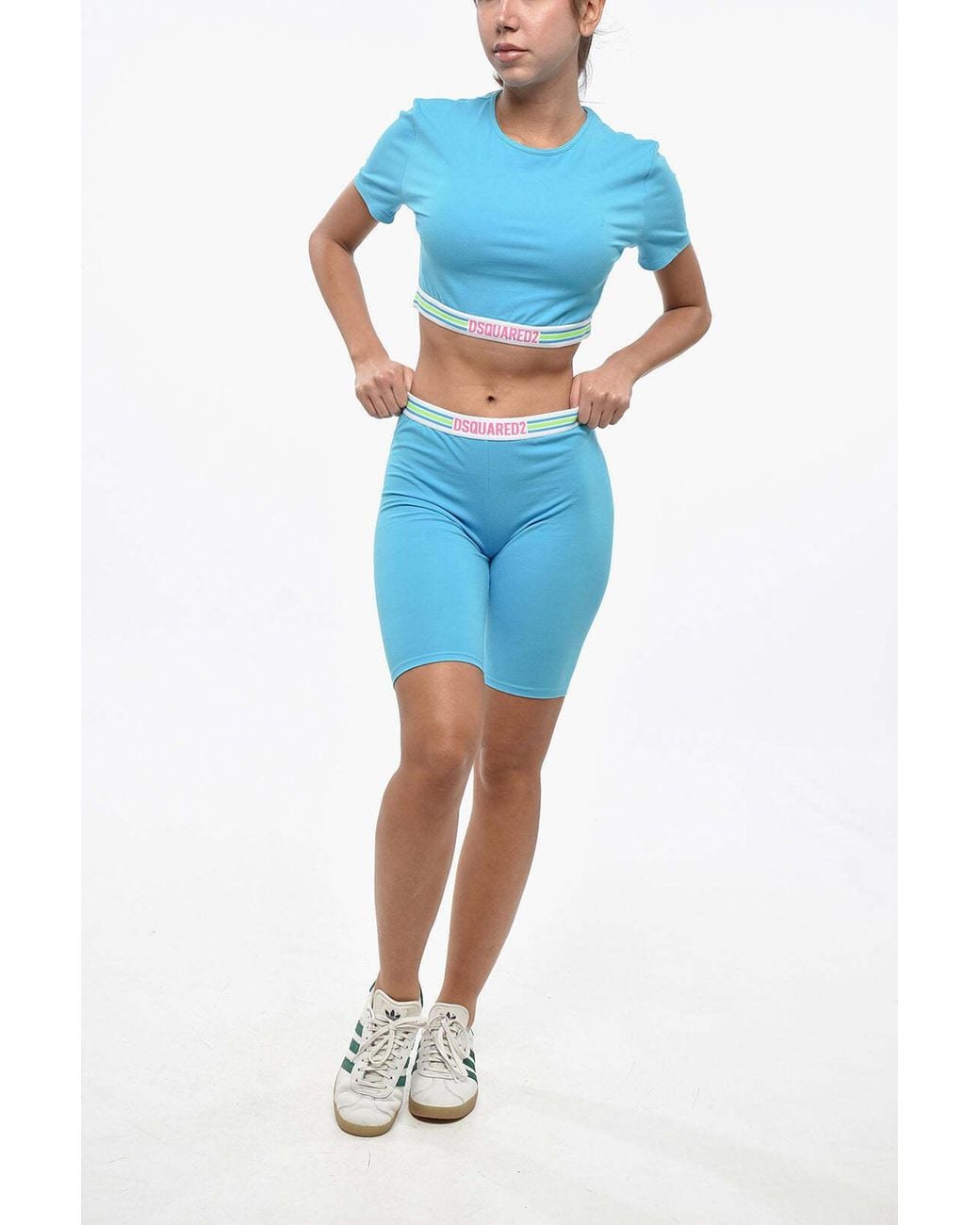 DSquared² Blue Elastic-Waist Cycling Shorts