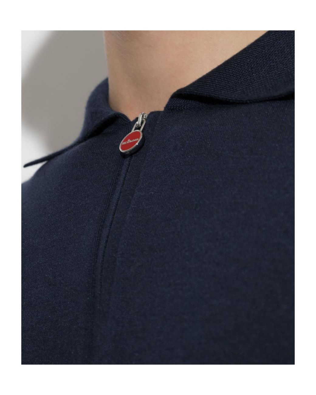 Kiton Blue Collared Long-Sleeved Knit Sweater for men