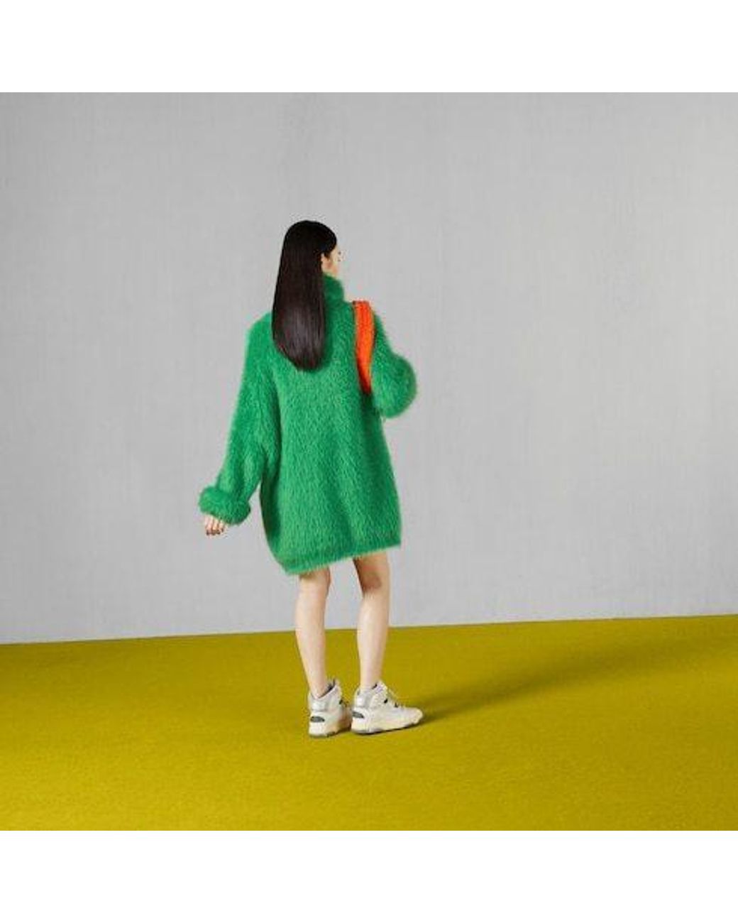 Gucci Green Brushed Turtleneck Sweater Dress