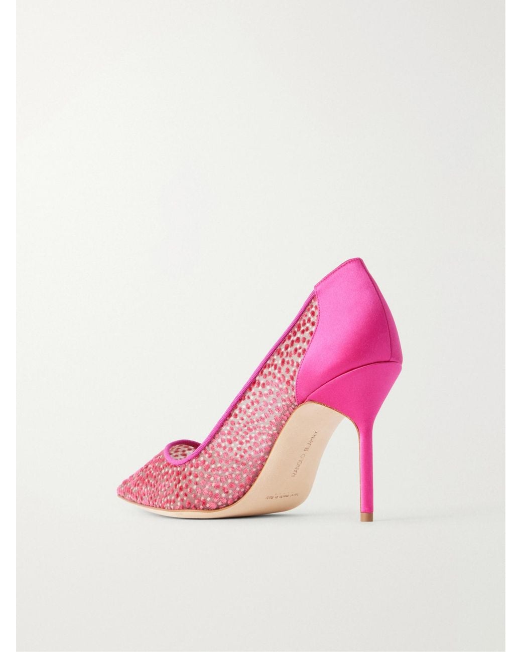 Manolo Blahnik Pink Polka Dot High Heels
