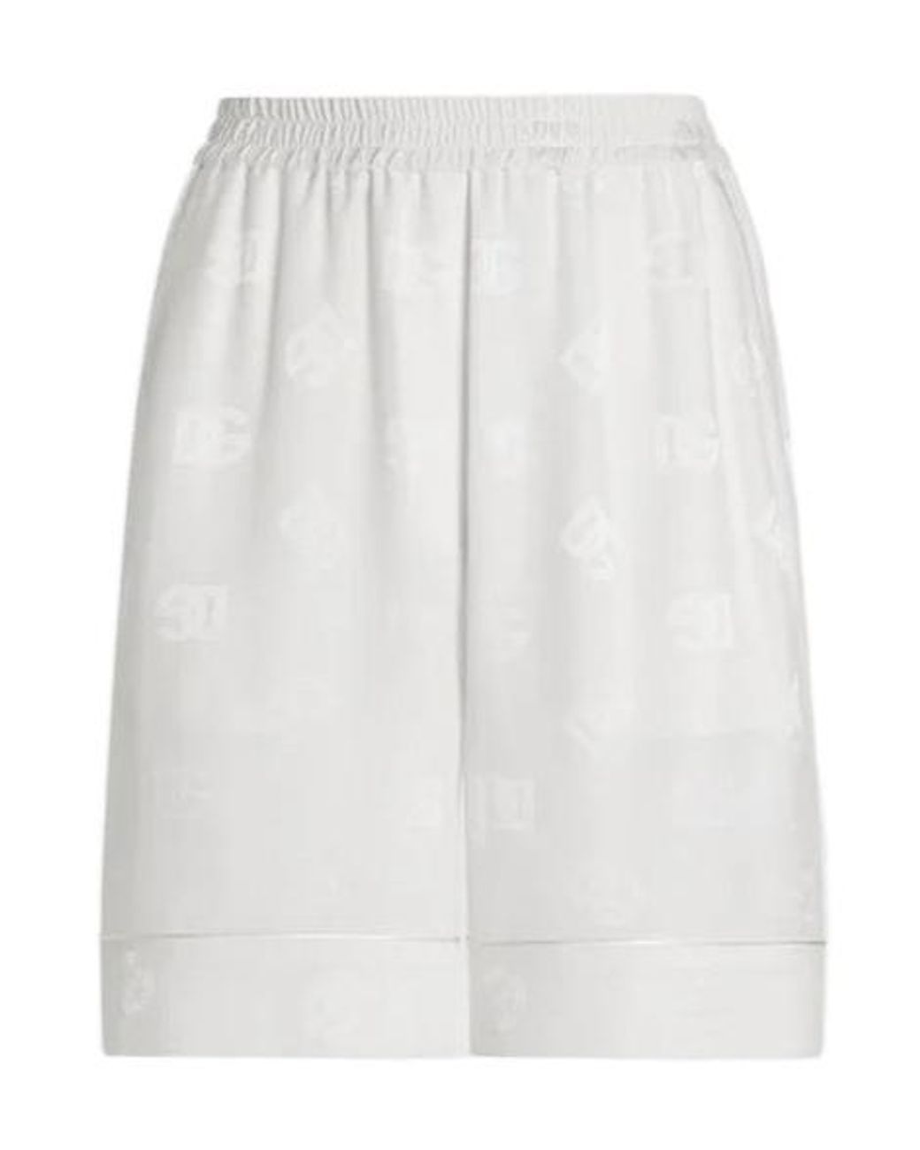 Dolce & Gabbana White All-Over Dg Logo Jacquard Satin Shorts