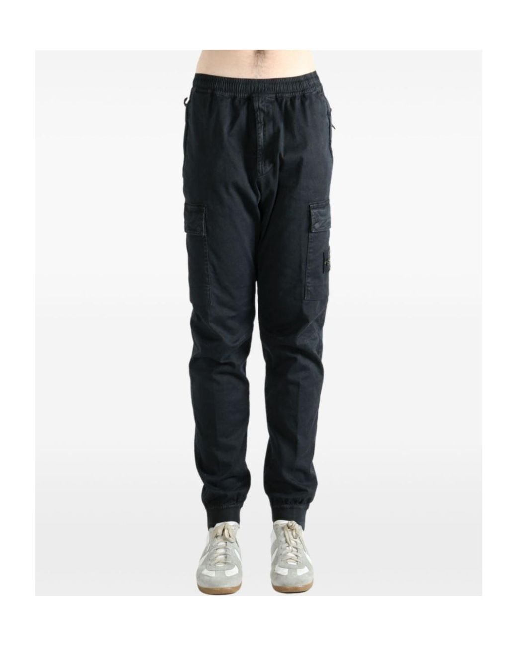 Stone Island Black Elasticated Cargo Pants for men