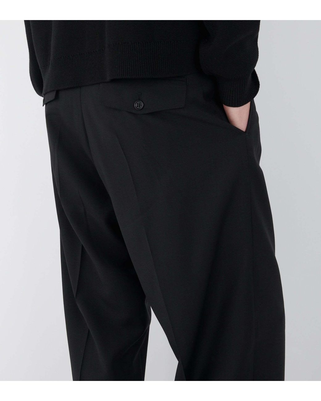 sunflower Black Wool Pleated Casual Pants for men