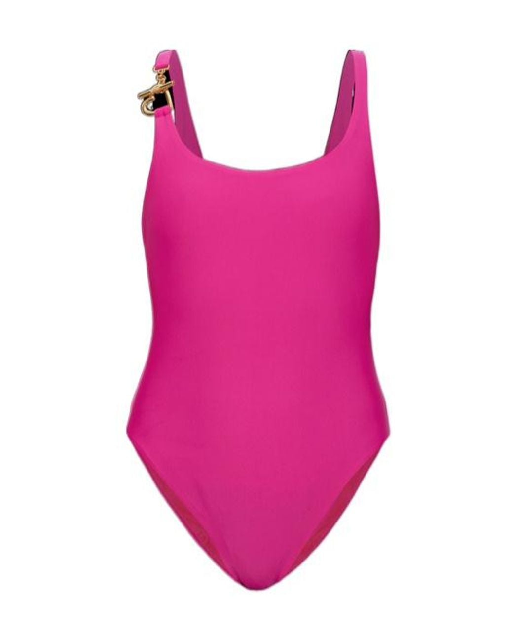 Moschino Pink Logo Engraved One-Piece Swimsuit