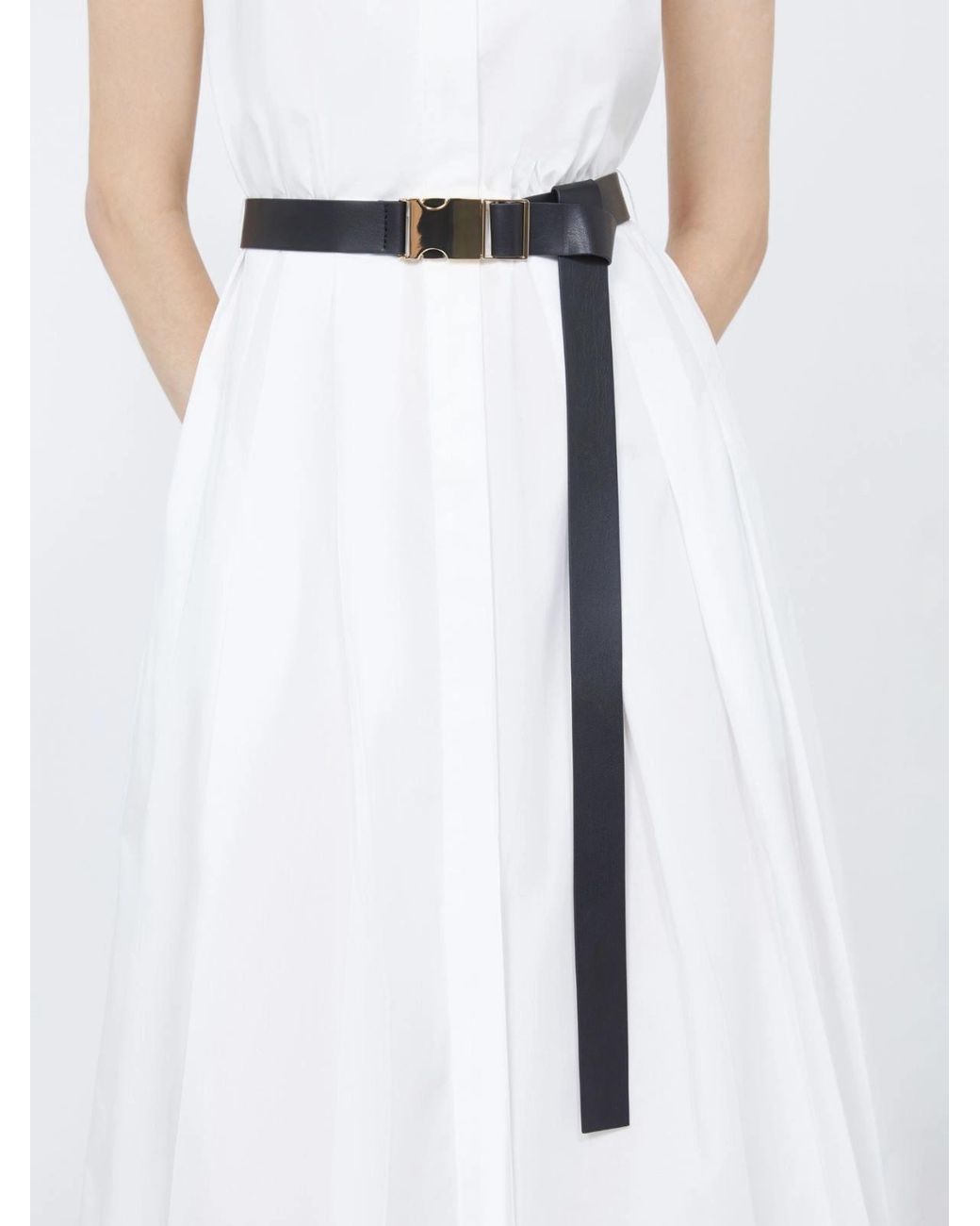 Max Mara White Studio Ubicato Belted Sleeveless Dress
