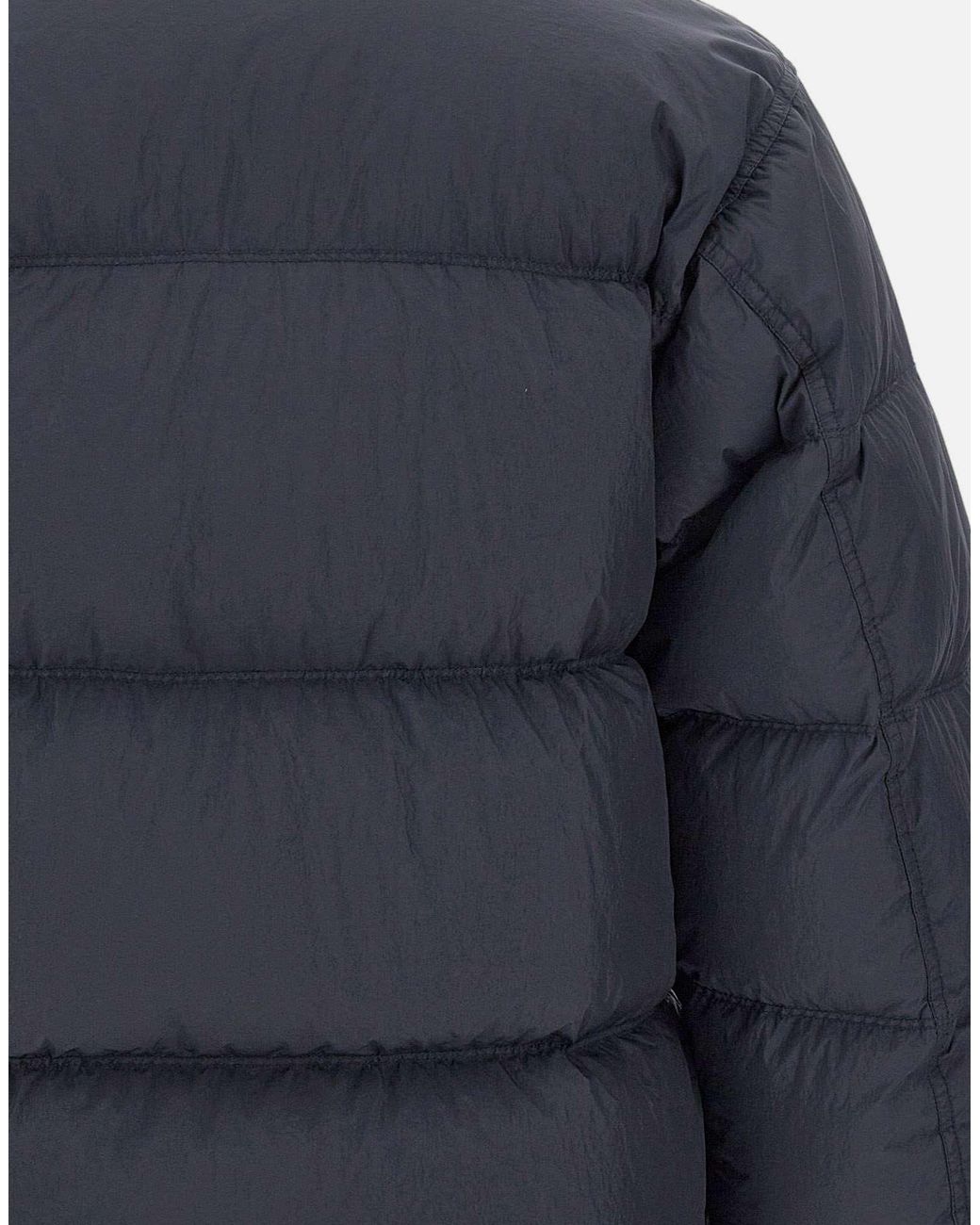 Stone Island Blue Logo Patch High Neck Puffer Jacket for men