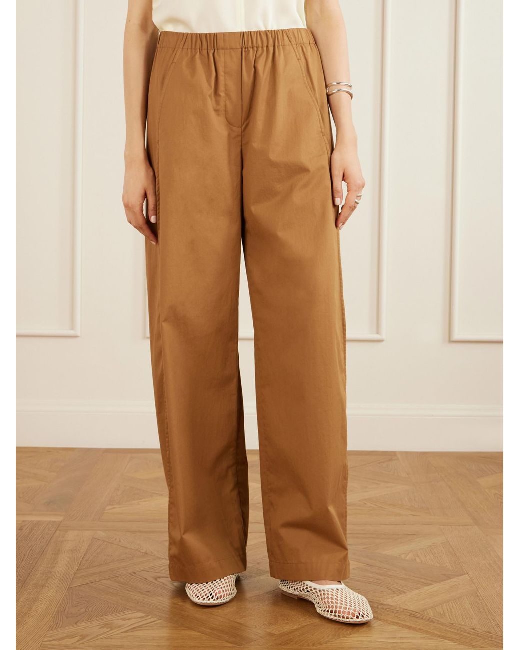 Theory Natural Cotton-Poplin Wide-Leg Pants