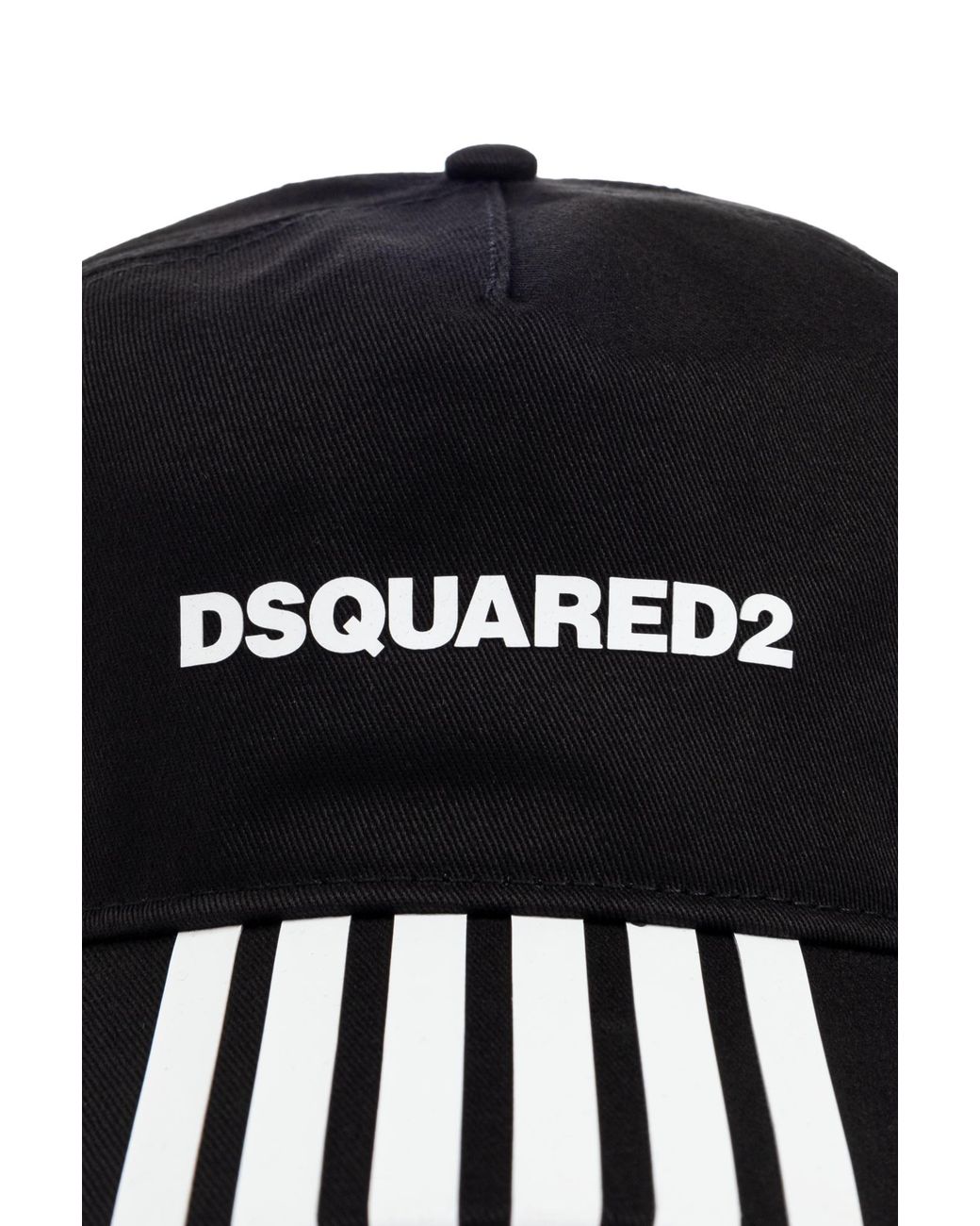 DSquared² Black Logo Printed Striped Cap for men