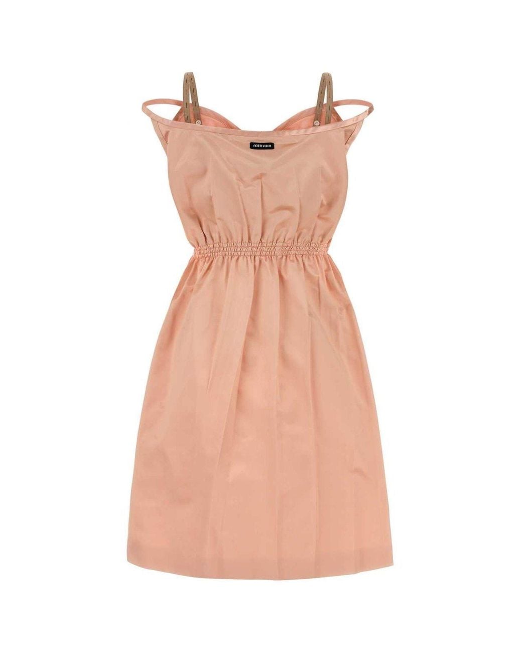 Miu Miu Pink Logo-Patch Sleeveless Dress