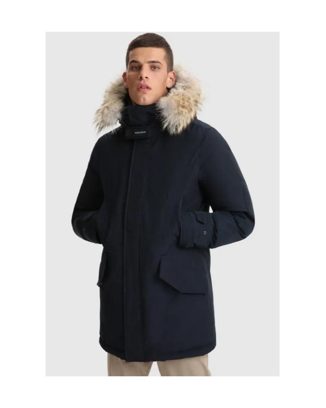 Woolrich Blue Fur Trim Polar Parka for men