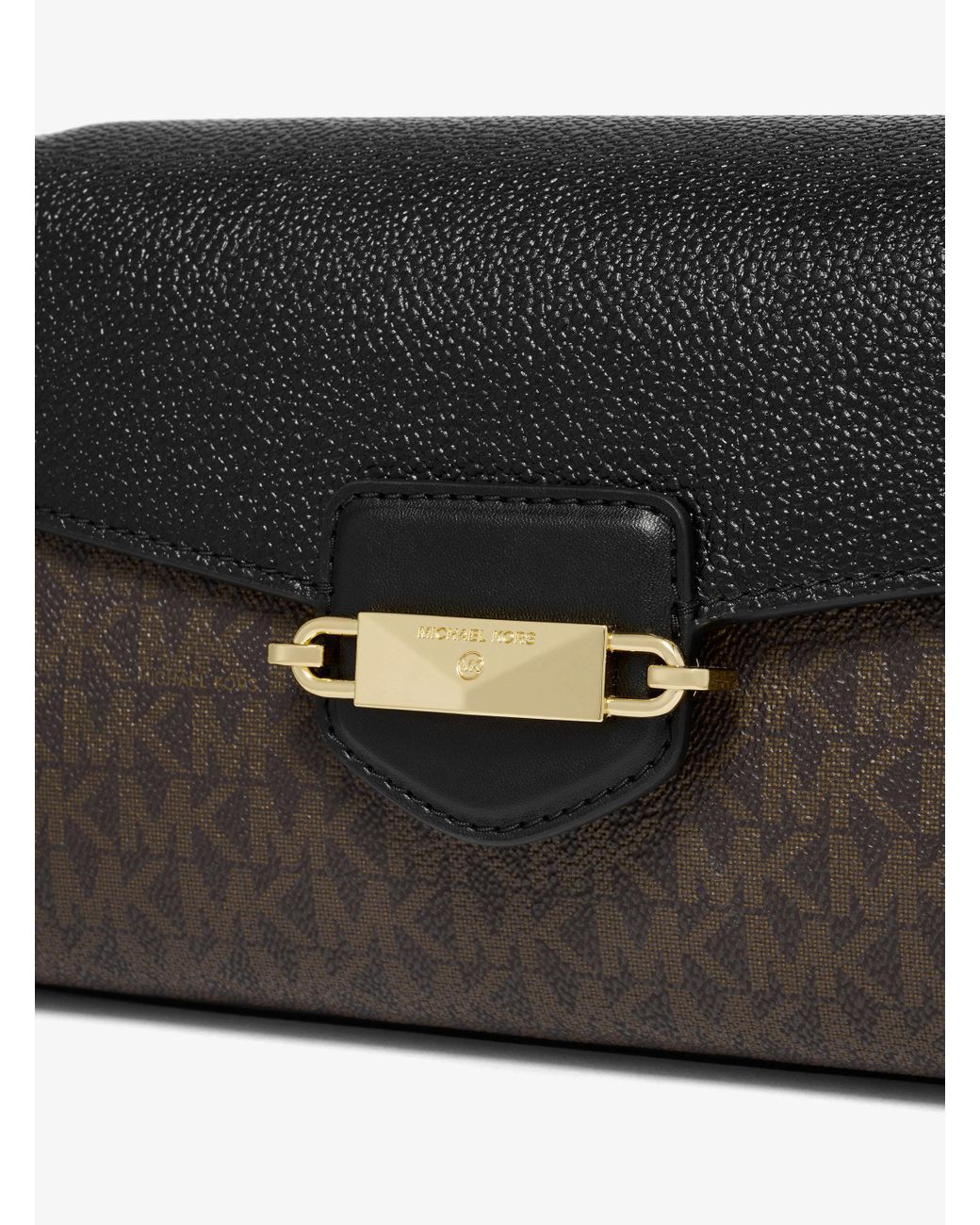 Michael Kors Black Fleur Monogrammed Shoulder Bag