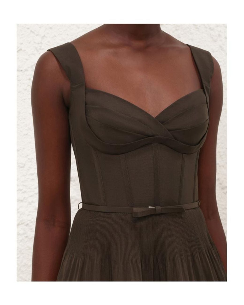Zimmermann Brown Pleated Draped Midi Dress