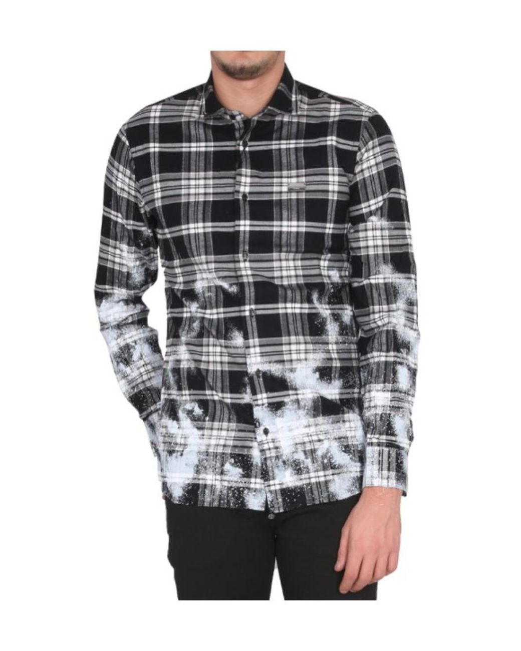Philipp Plein Gray Gothic Plein Checked Cotton Shirt for men