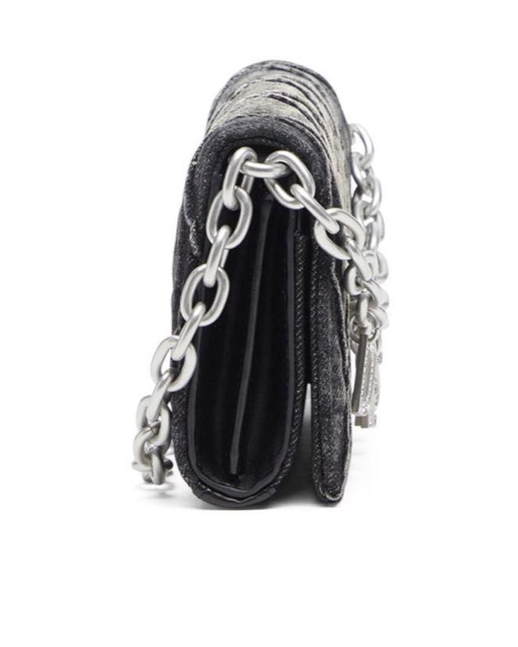 DIESEL Gray Charm-D Embellished Strap Denim Wallet