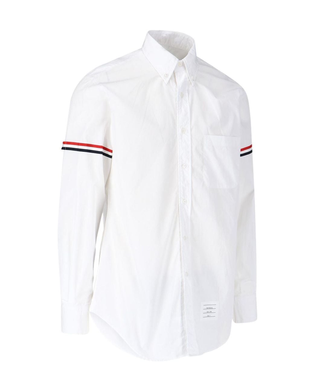 Thom Browne White Rwb Striped Long-Sleeved Shirt for men