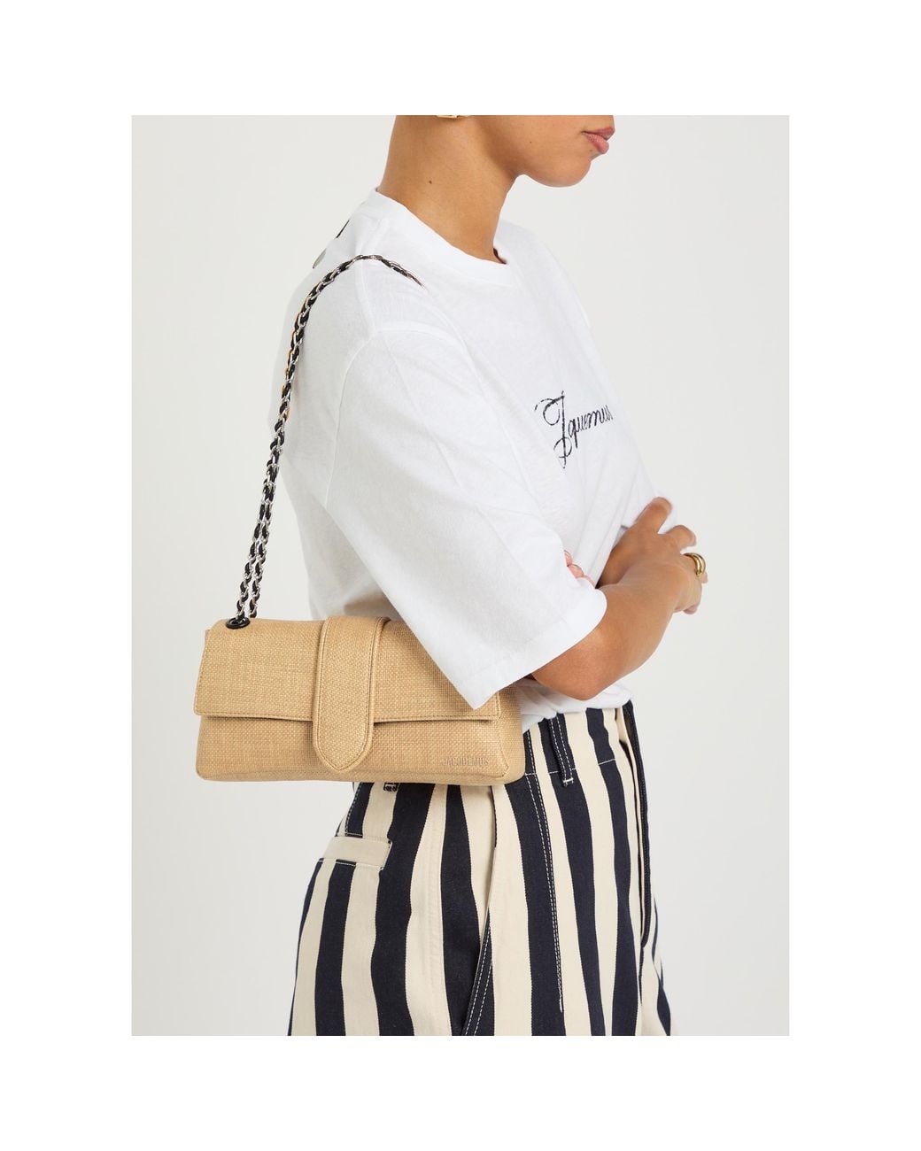 Jacquemus Natural Straw Chain Shoulder Bag