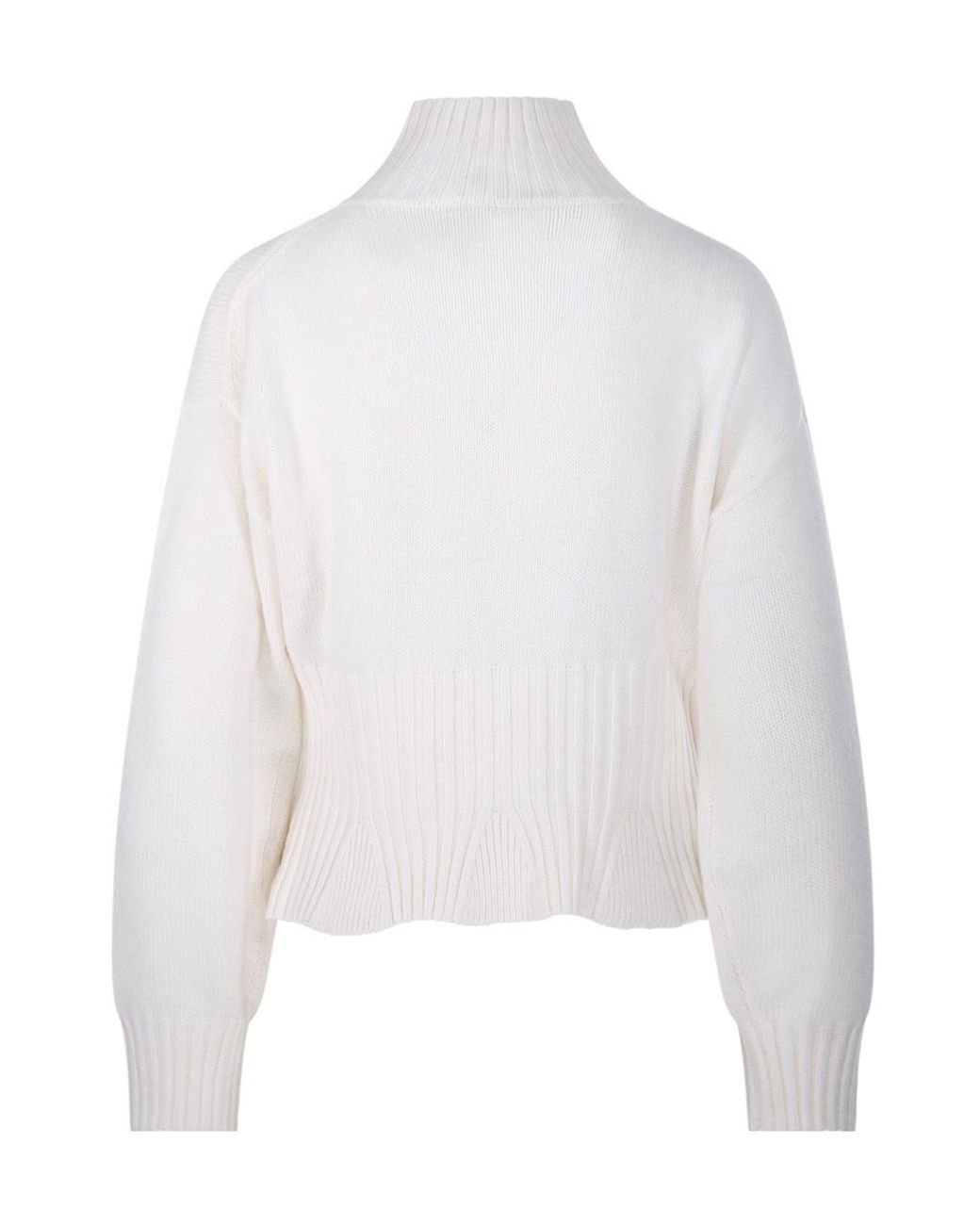Allude White Mockneck Cropped Knitted Jumper