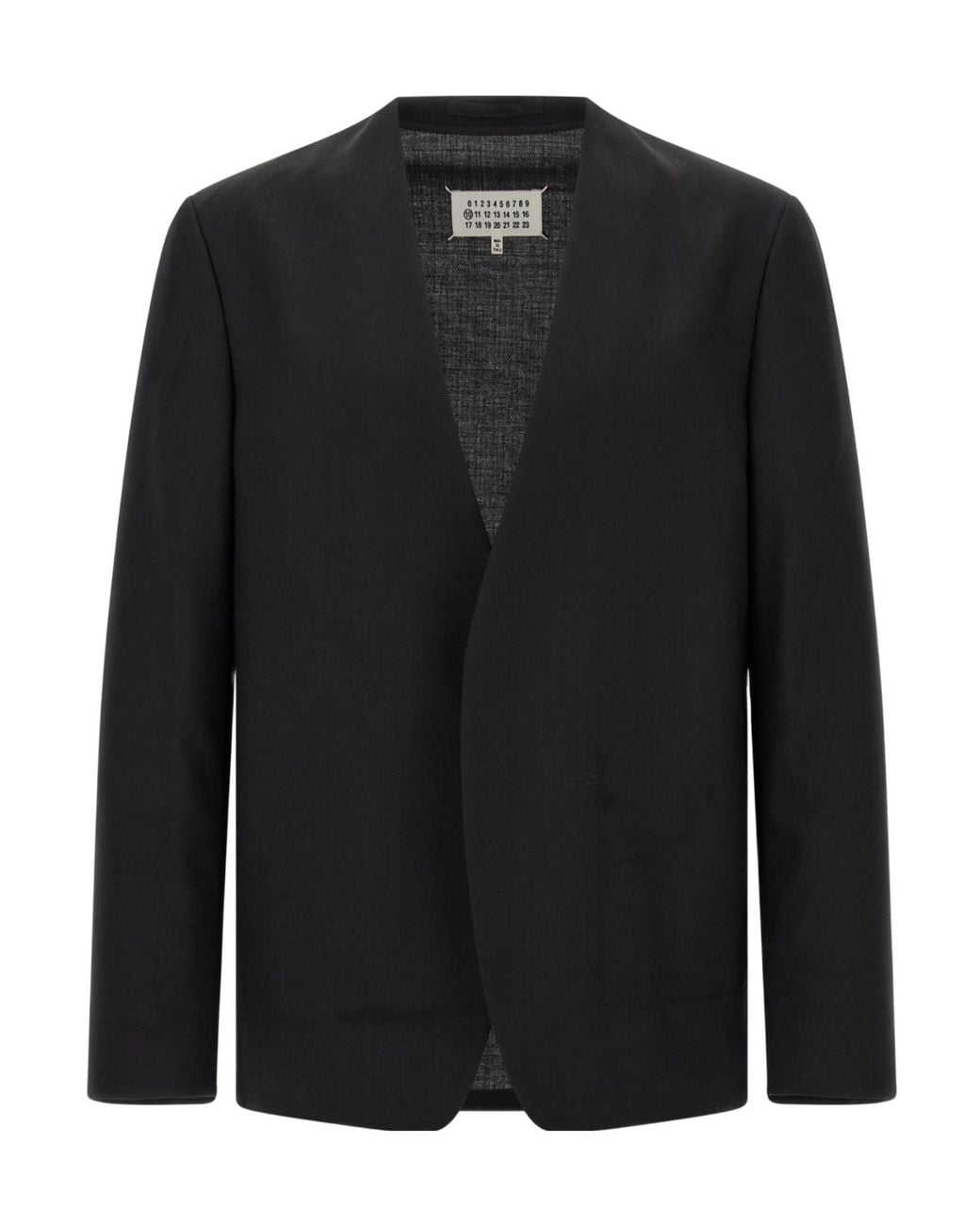 Maison Margiela Black Collarless Signature Four-Stitch Jacket for men