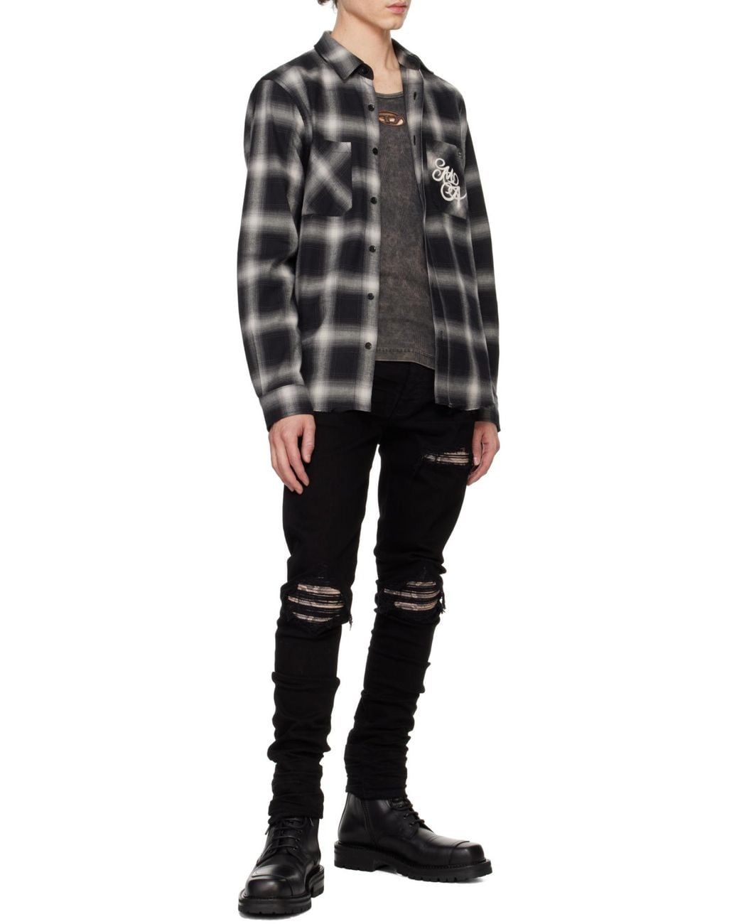 Amiri Black Swirl Flannel Shirt for men