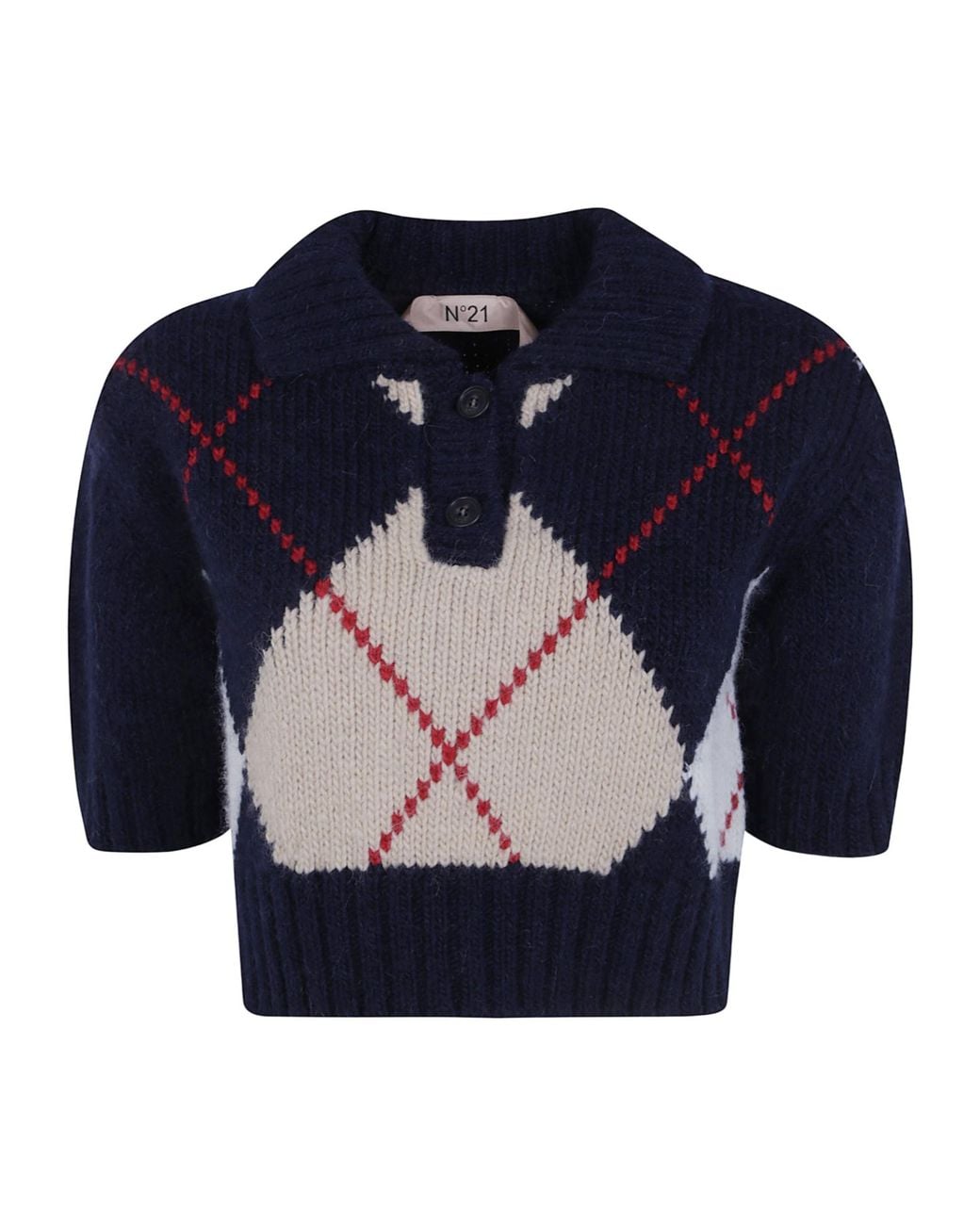 N°21 Blue Checked Cropped Jumper