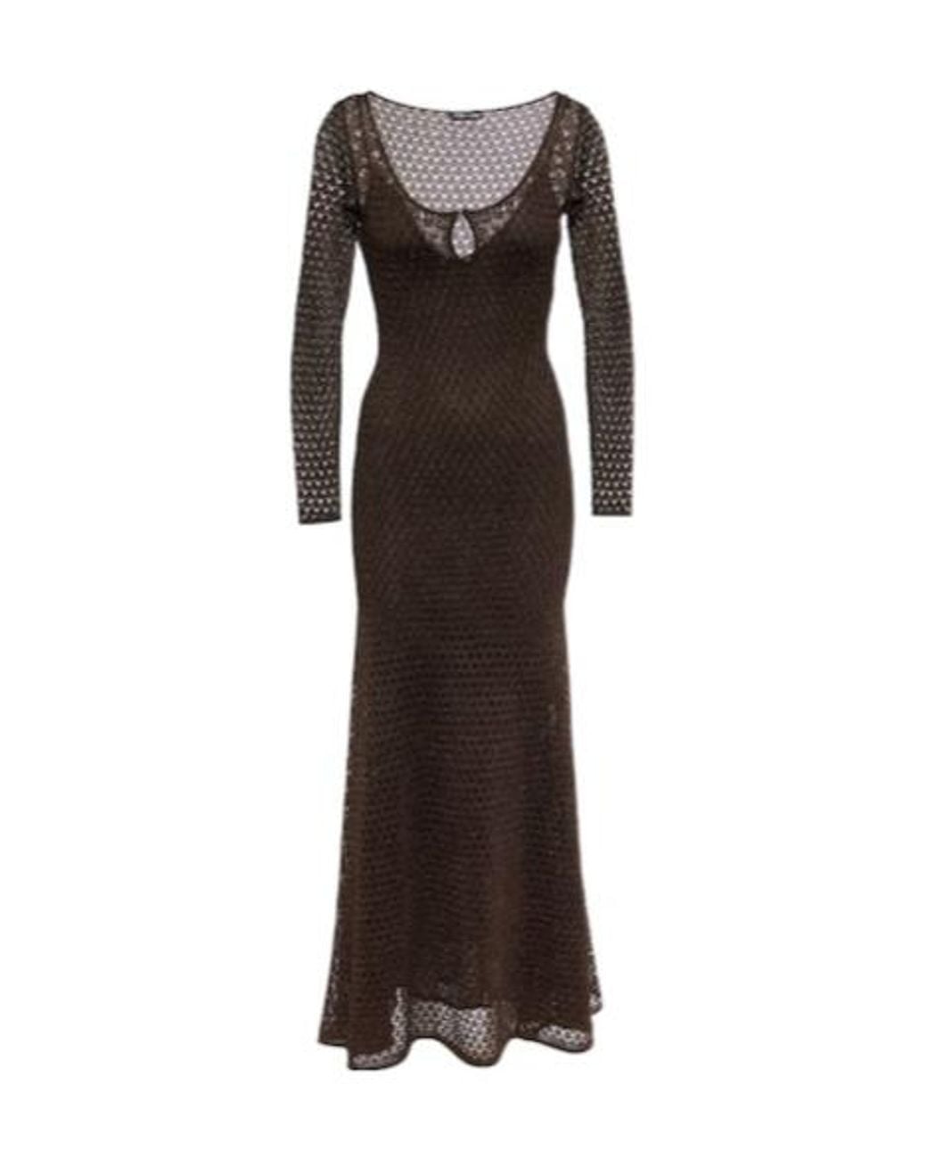 Tom Ford Brown Lurex Maxi Dress
