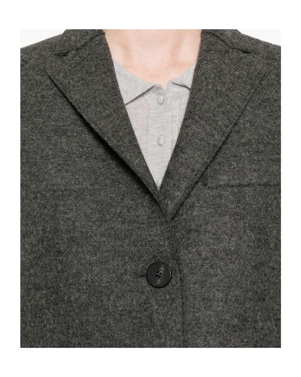 Harris Wharf London Blue Button-Fastening Wool Coat