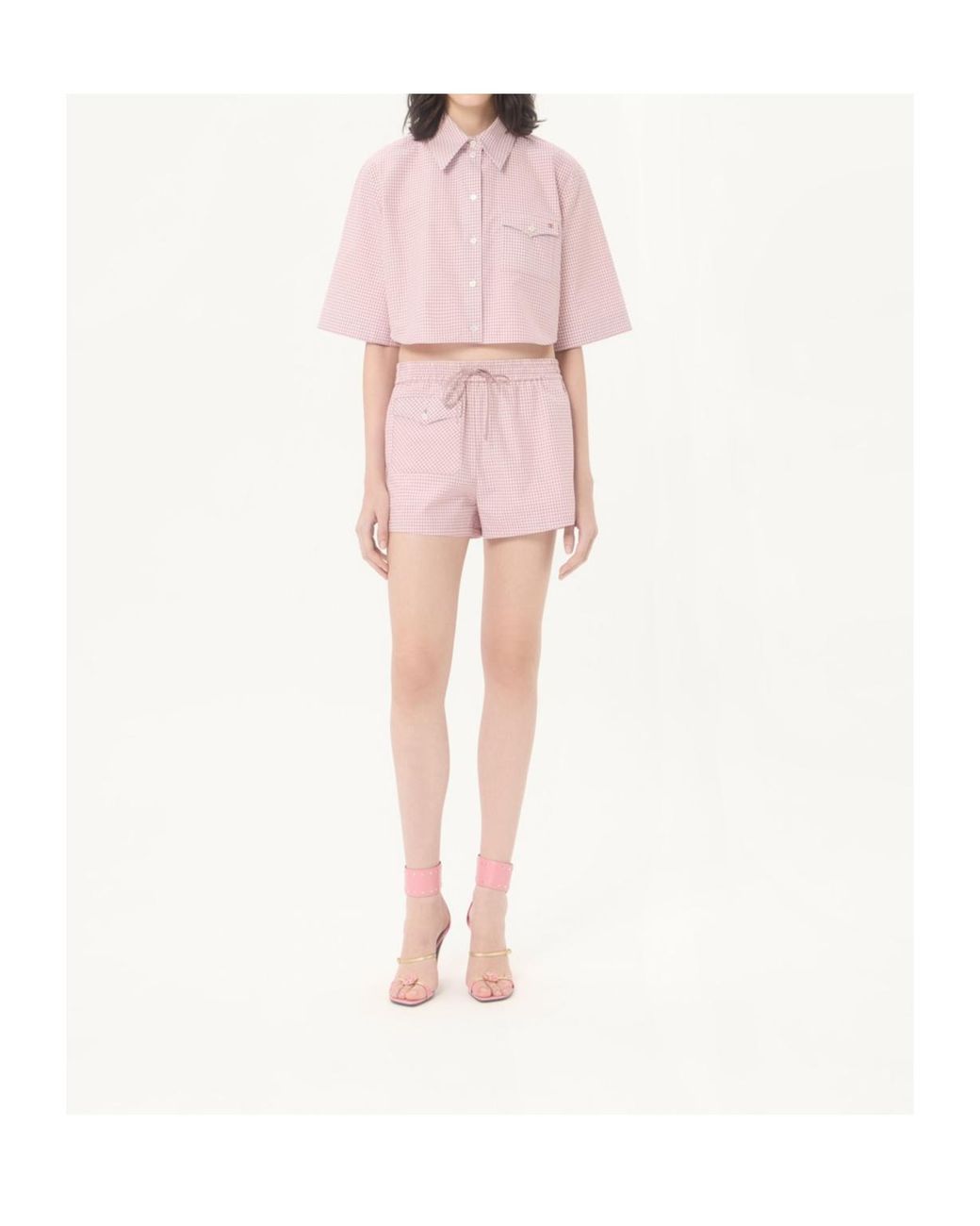 Valentino Pink Check Pattern Shorts
