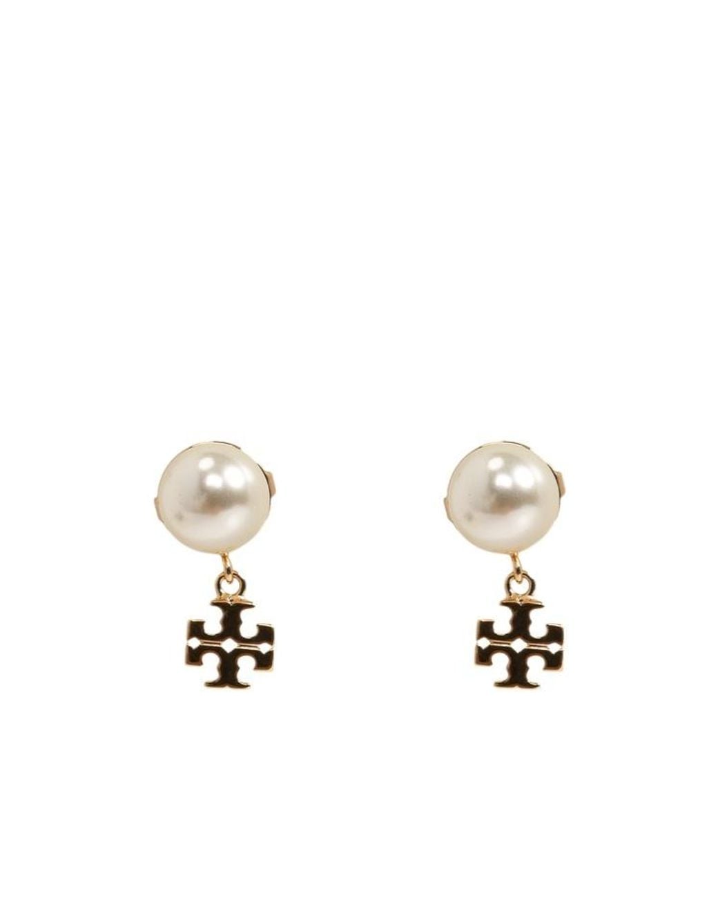 Tory Burch White Small Moondance Stud Earrings