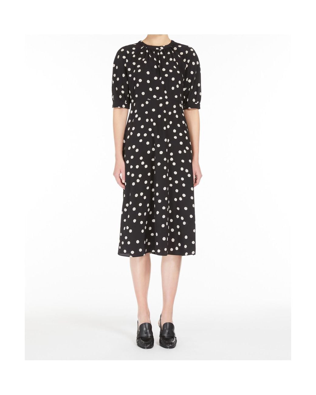 Max Mara Black 'S Demetra Polka Dot Printed Dress