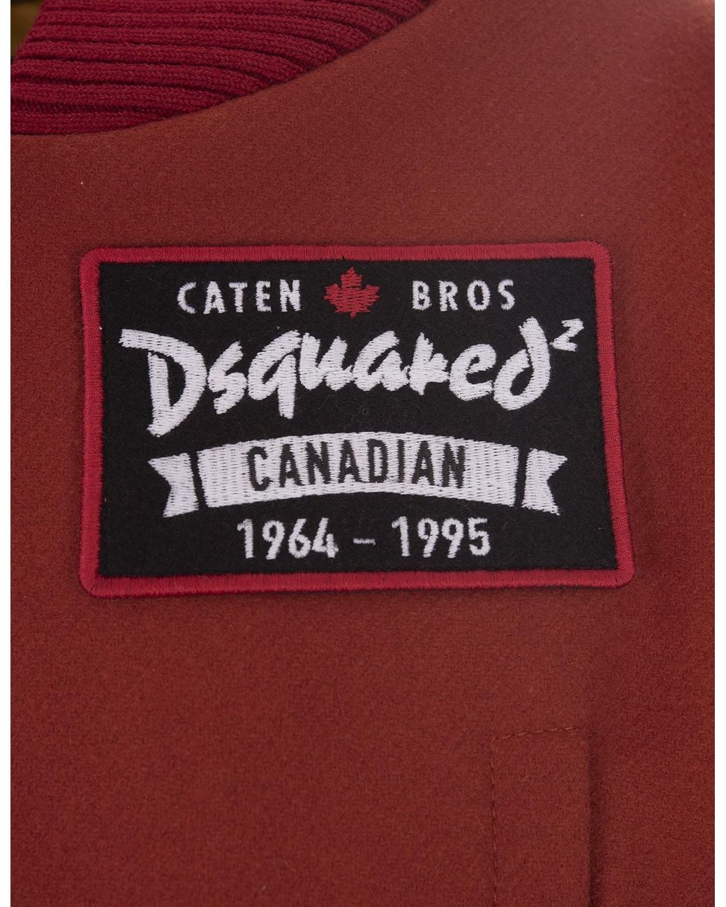 DSquared² Red Logo-Patch Panelled Bomber Jacket