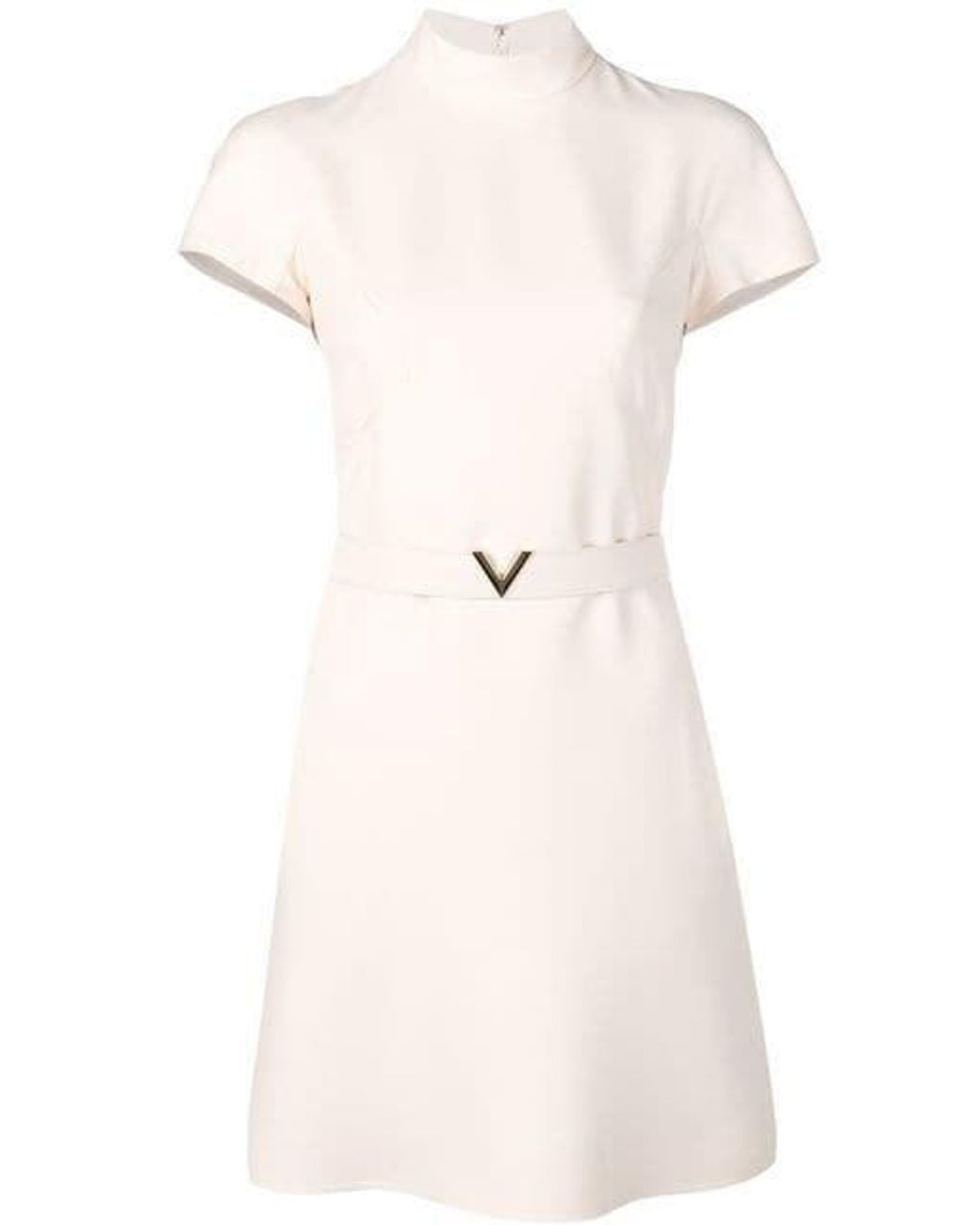 Valentino Natural Logo Decorated Short-Sleeved Dress