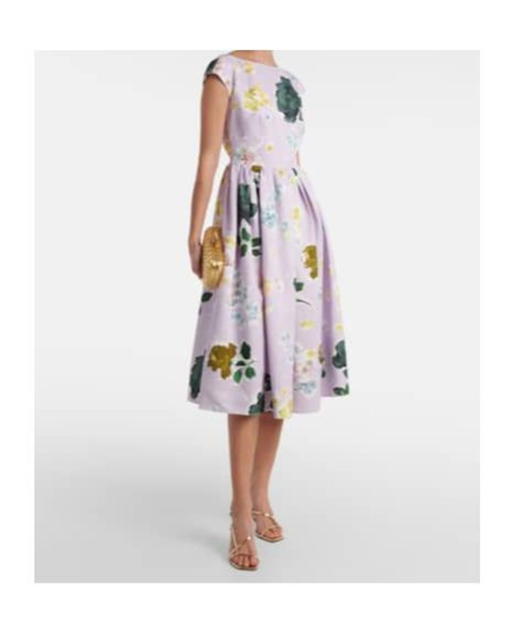 Erdem White Floral Cotton-Blend Faille Midi Dress