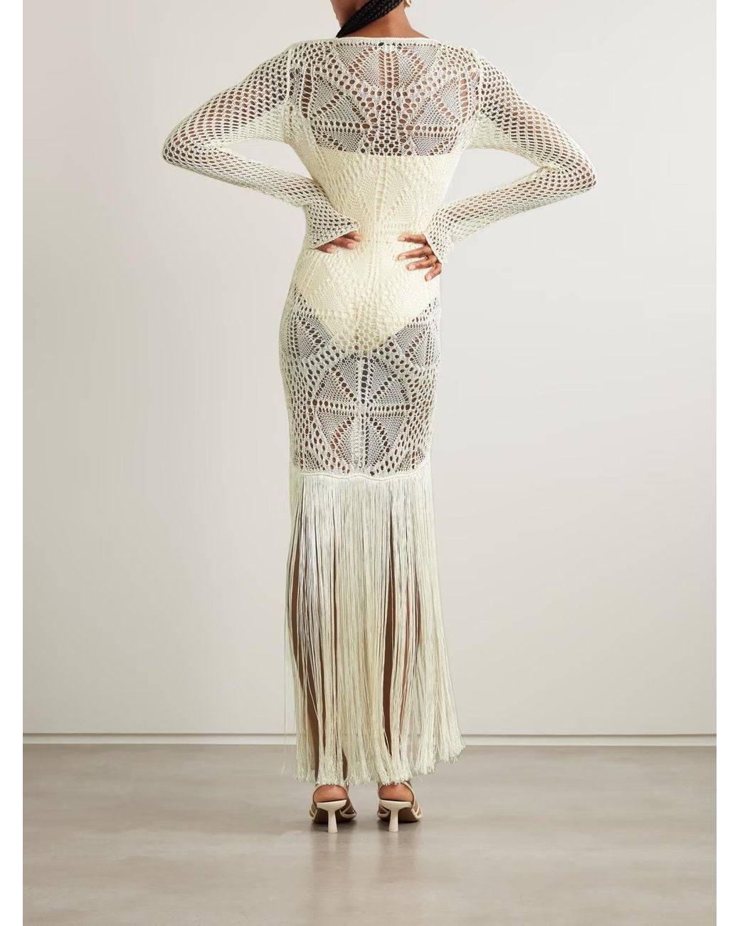 Stella McCartney White Fringed Openwork Dress