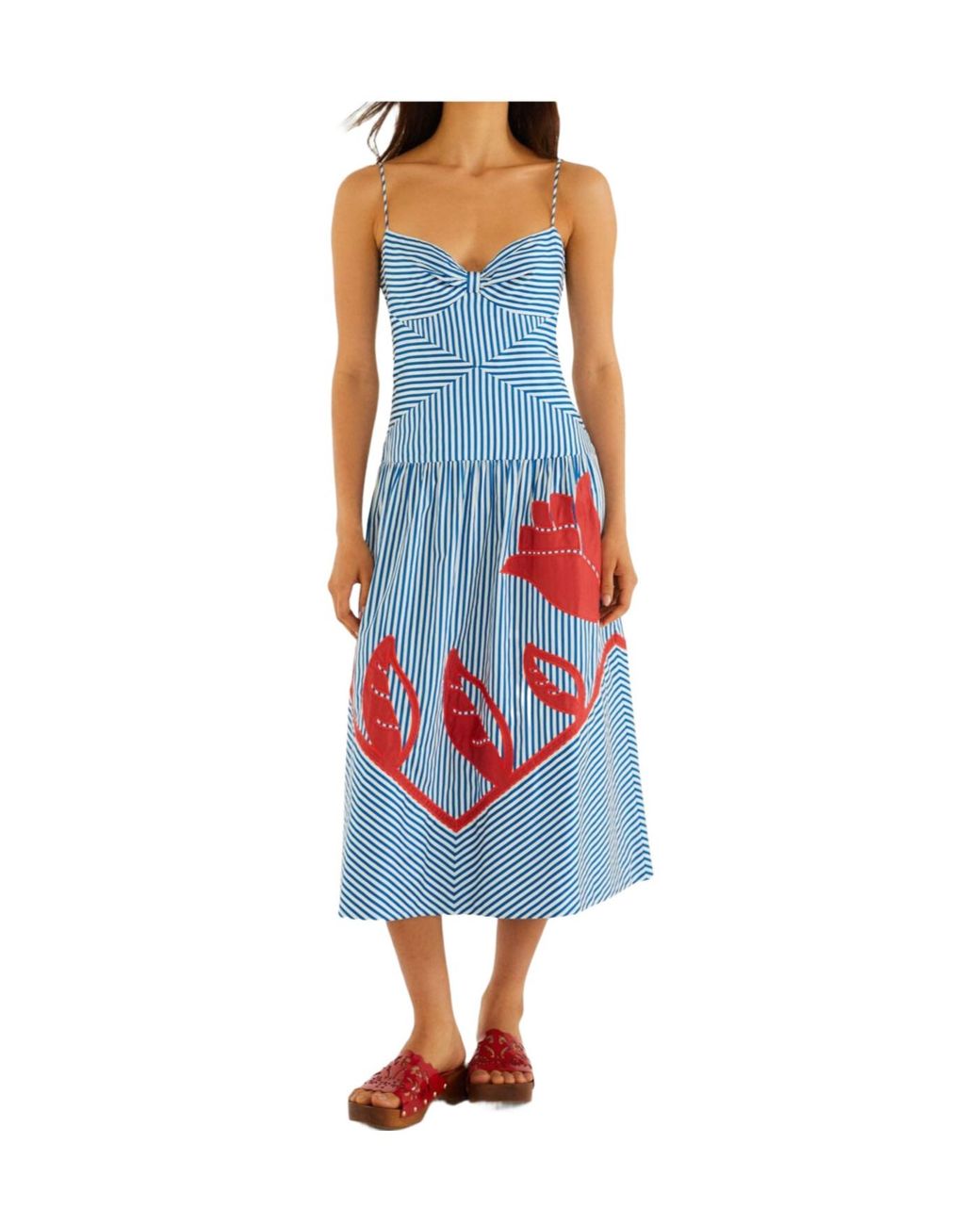 Farm Rio Blue Striped Dress