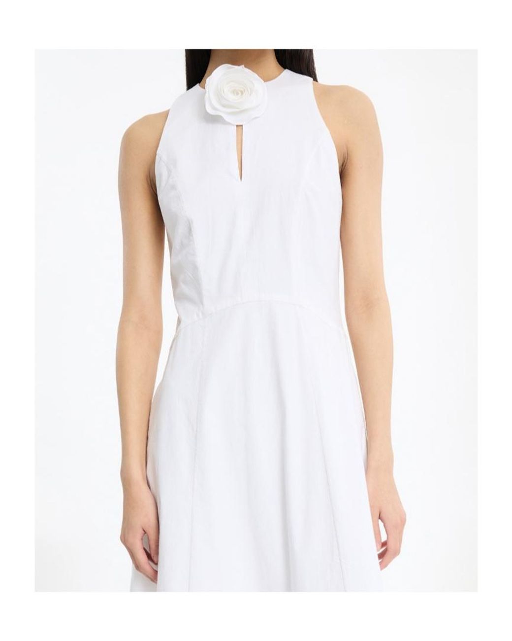 ROTATE BIRGER CHRISTENSEN White Sleeveless Flower Midi Dress